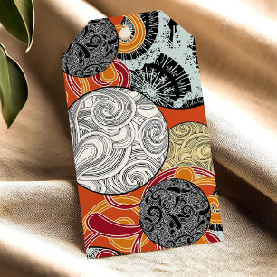 Abstract Retro Swirl Pattern in red Gift Tags