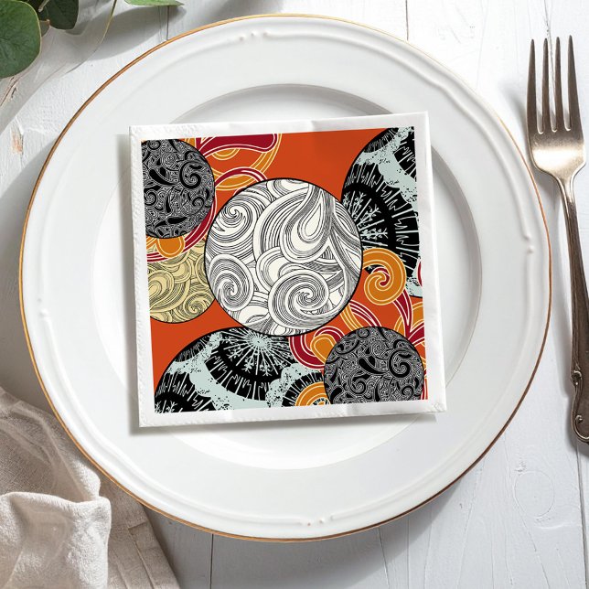 Abstract Retro Swirl Pattern Napkin (Creator Uploaded)