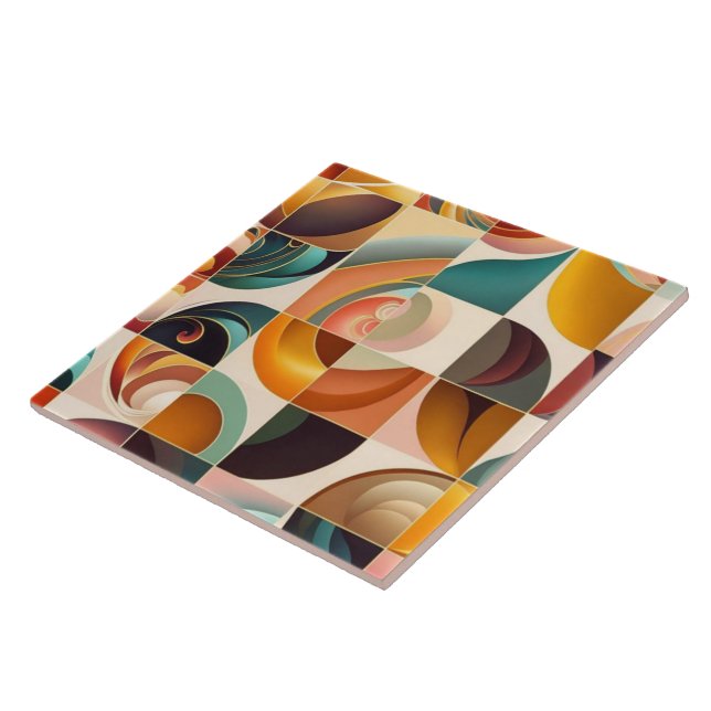 Abstract Retro Trendy Squares Collection Tile (Side)