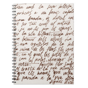 Abstract retro unreadable brown ink-written text.  notebook