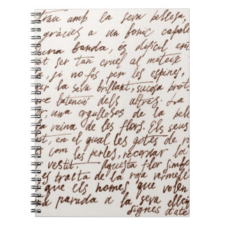 Abstract retro unreadable brown ink-written text. notebook