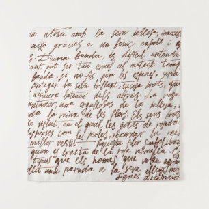 Abstract retro unreadable brown ink-written text.  tapestry
