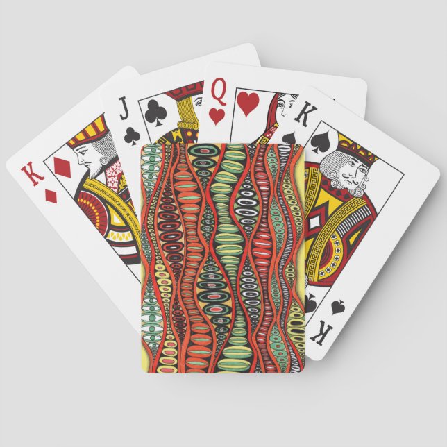 Abstract Retro Wavy Eye Pods Playing Car Cards (Back)