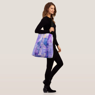 Abstract Retrofuturism in Shades of Violet Crossbody Bag
