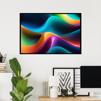 Abstract RGB Colors Waves Volumetric Bold Poster