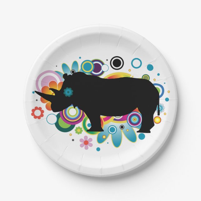 Abstract Rhino Paper Plates (Front)