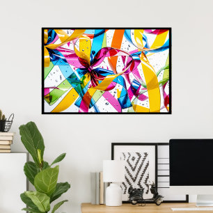 Abstract Ribbon Party Waves Volumetric Bold Poster
