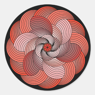 Abstract Ribbon Rose in Coral and Black Classic Round Sticker