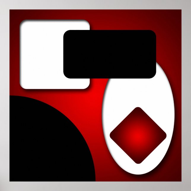 Abstract Rich Modern Red Shapes AP0006 Poster (Front)