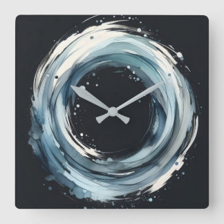 abstract ring in watercolor style square wall clock