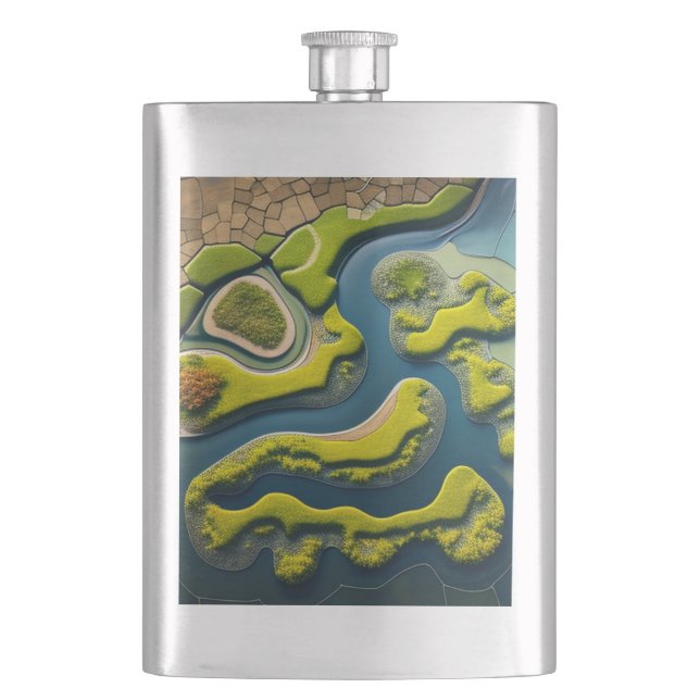 Abstract River Estuary Hip Flask (Front)