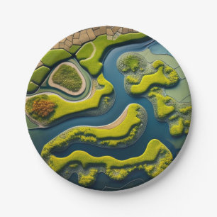 Abstract River Estuary Paper Plate