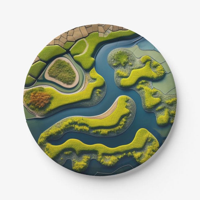 Abstract River Estuary Paper Plate (Front)