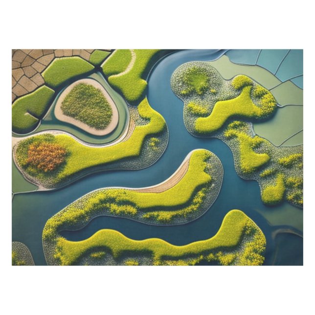 Abstract River Estuary Tablecloth (Front (Horizontal))