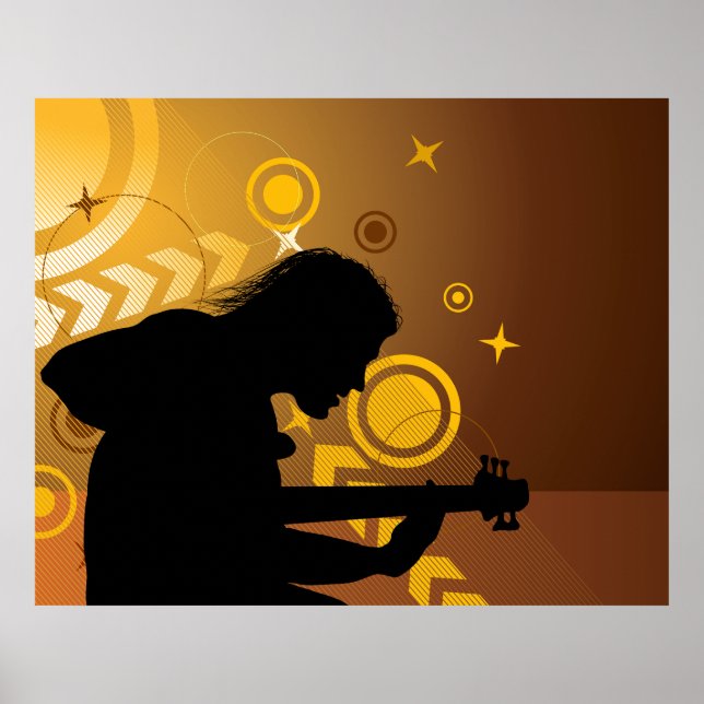 Abstract Rock Musician Guitar Performance Poster (Front)
