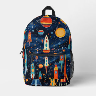 Abstract rocket pattern printed backpack
