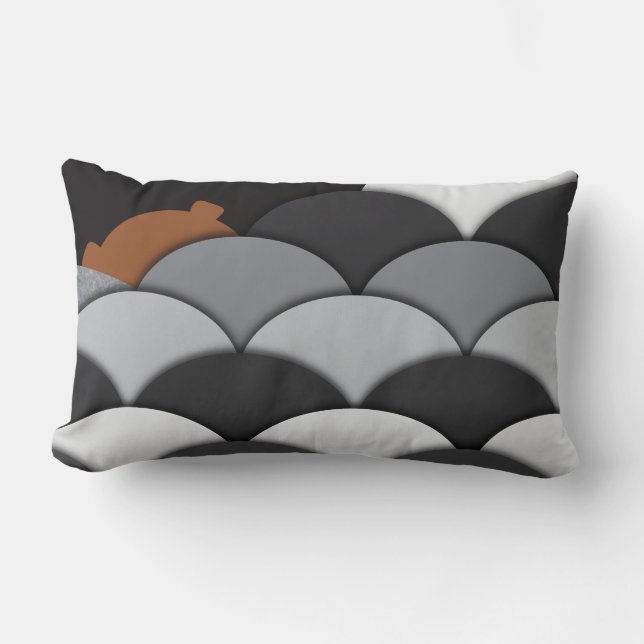 Abstract Rocks and Bear Lumbar Cushion (Front)