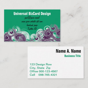 Abstract Rolling Purple Waves Over Teal Template Business Card