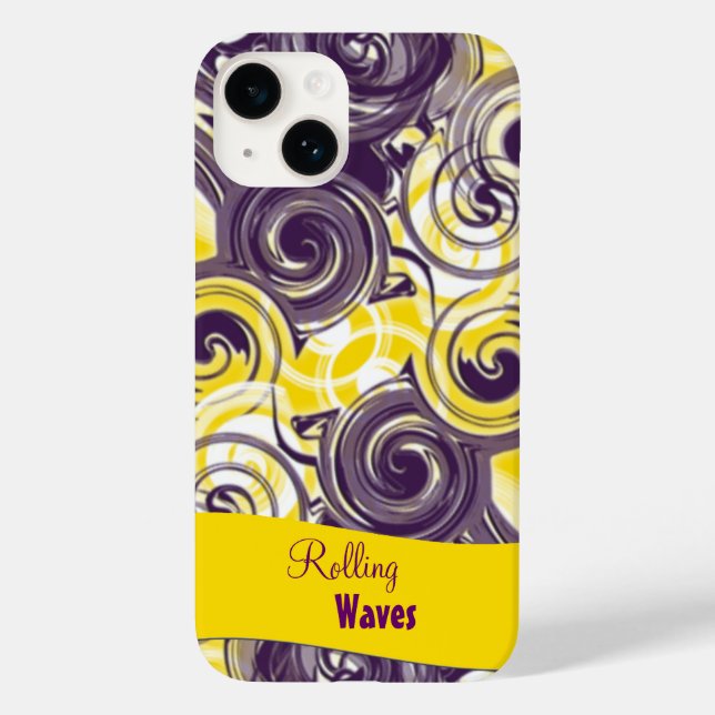 Abstract Rolling Wave in Purple and Yellow Case-Mate iPhone Case (Back)
