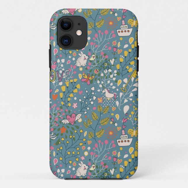 Abstract romantic pattern with cartoon Case-Mate iPhone case (Back)