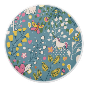 Abstract romantic pattern with cartoon ceramic knob