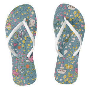 Abstract romantic pattern with cartoon jandals