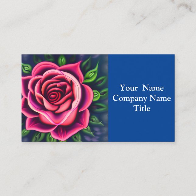 Abstract Romantic Pink Rose Bloom Business Card (Front)