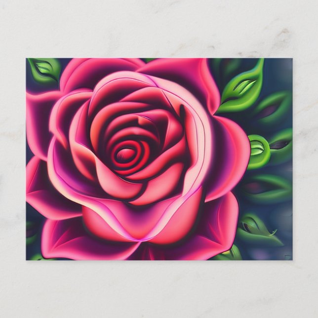 Abstract Romantic Pink Rose Bloom Postcard (Front)