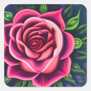 Abstract Romantic Pink Rose Bloom Square Sticker