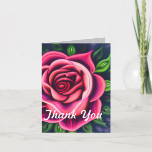 Abstract Romantic Pink Rose Bloom Thank You Card