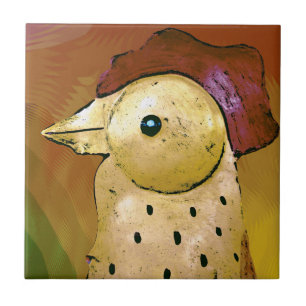 Abstract Rooster 5 Tile