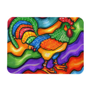 Abstract Rooster Bird Animal Colourful Art Magnet