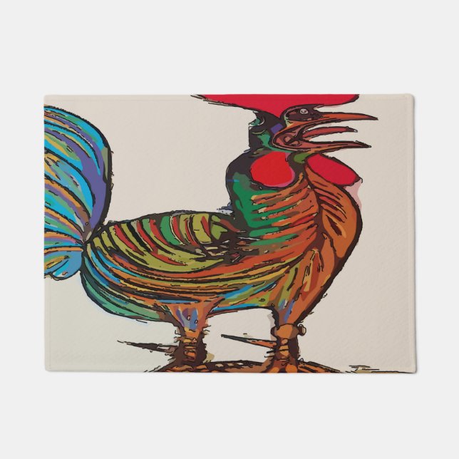 Abstract Rooster Doormat (Front)
