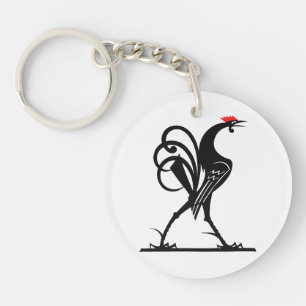 Abstract Rooster Silhouette Art Key Ring