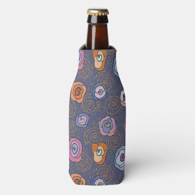 Abstract rose field pattern bottle cooler (Bottle Front)