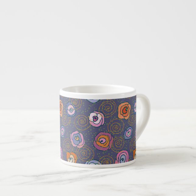 Abstract rose field pattern espresso cup (Front Right)