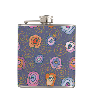 Abstract rose field pattern hip flask
