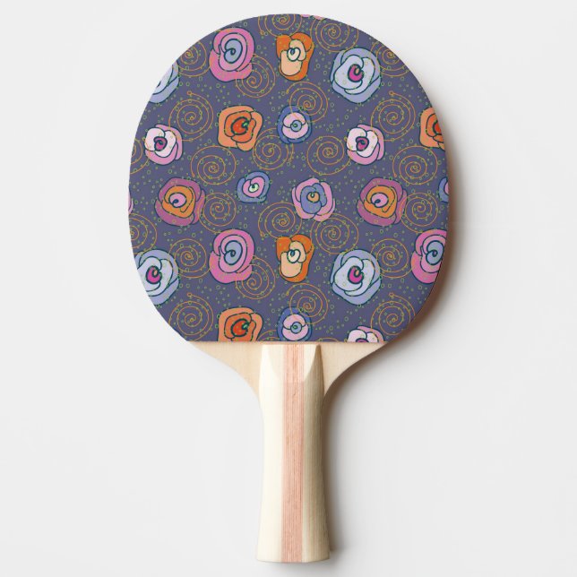 Abstract rose field pattern ping pong paddle (Front)
