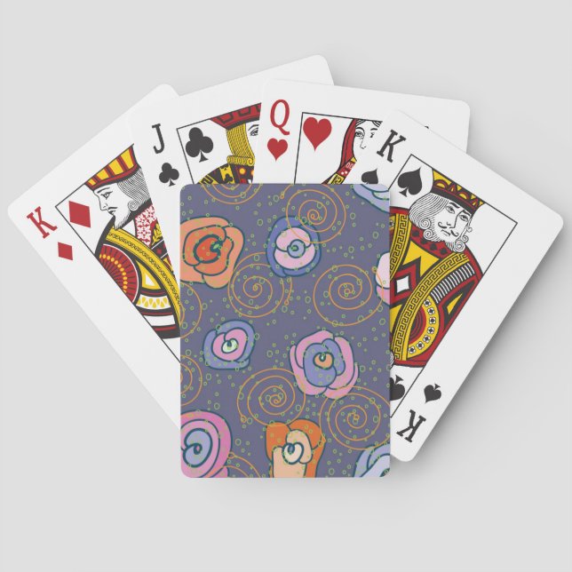 Abstract rose field pattern playing cards (Back)