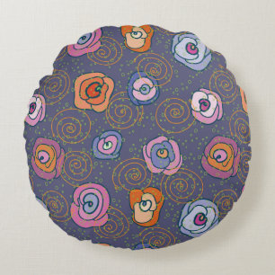 Abstract rose field pattern round cushion