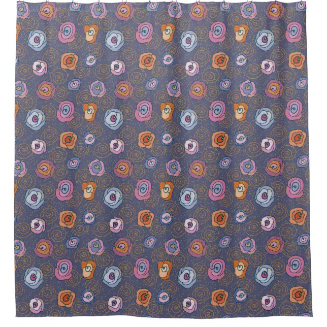 Abstract rose field pattern shower curtain (Front)