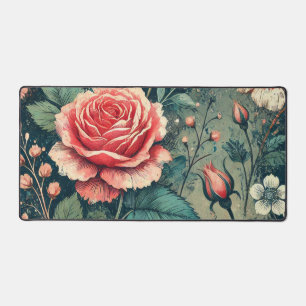 Abstract rose flower blooming design Pattern  Desk Mat