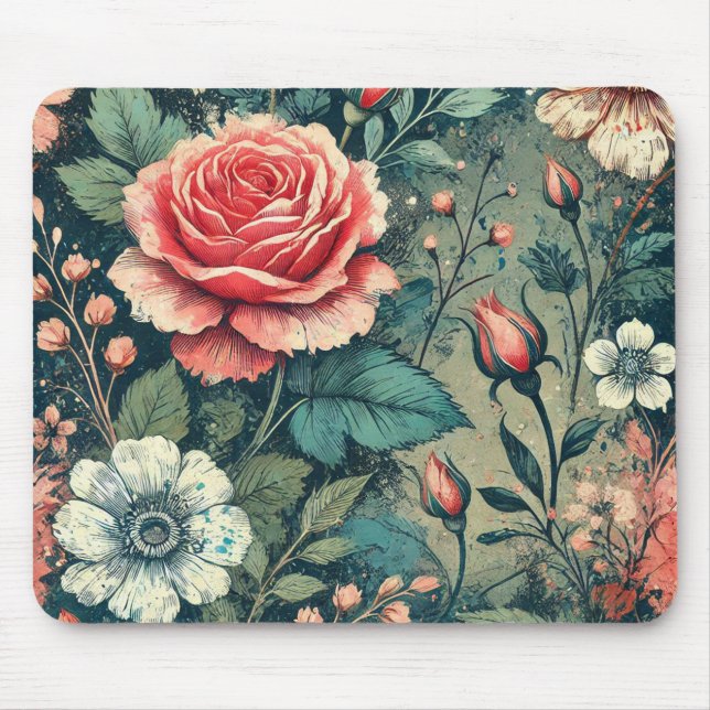 Abstract rose flower blooming design Pattern  Mouse Pad (Front)