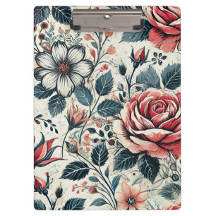 Abstract rose flower blooming design. Pattern with Clipboard