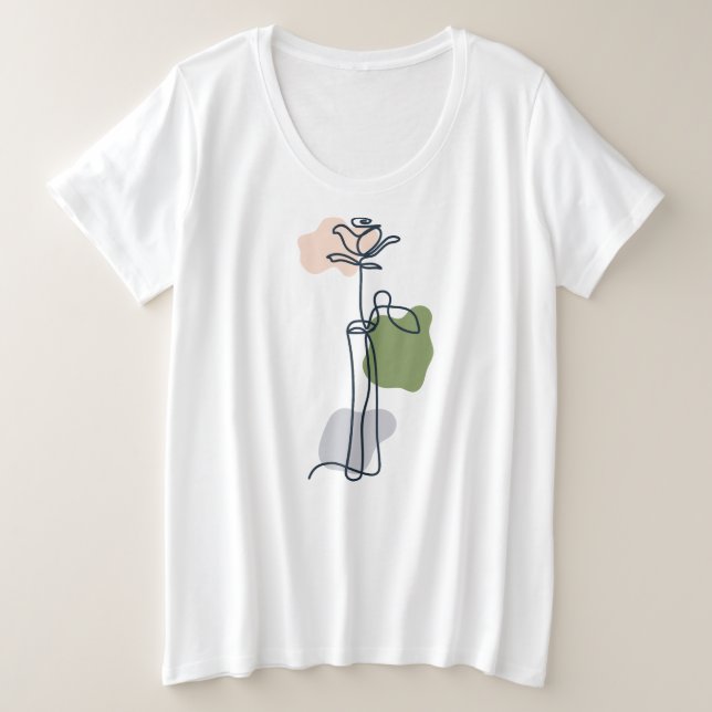 Abstract Rose Flower Plus Size T-Shirt (Design Front)
