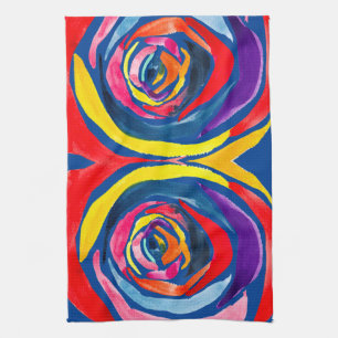 Abstract rose flower pop art tea towel