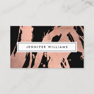 Abstract Rose Gold Brushstrokes on Black II Business Card