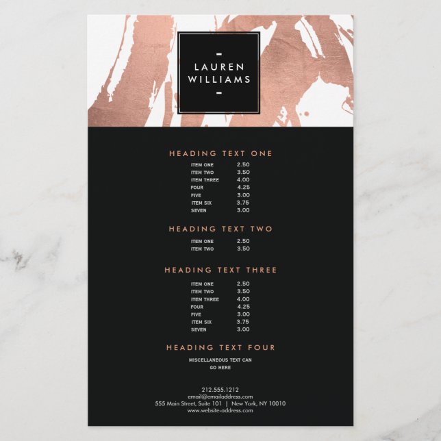 Abstract Rose Gold Brushstrokes on White Flyer (Front)