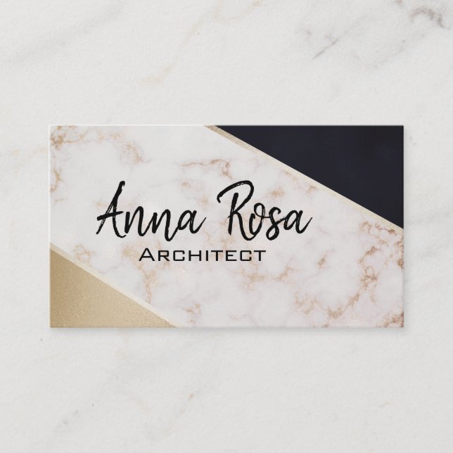 *~* Abstract Rose Gold Foil Blush Pink Geometric Business Card (Front)