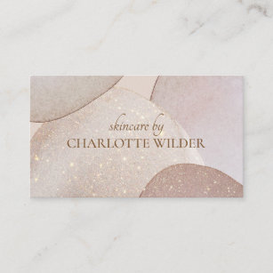 Abstract Rose Gold Glitter Watercolor Skincare Business Card